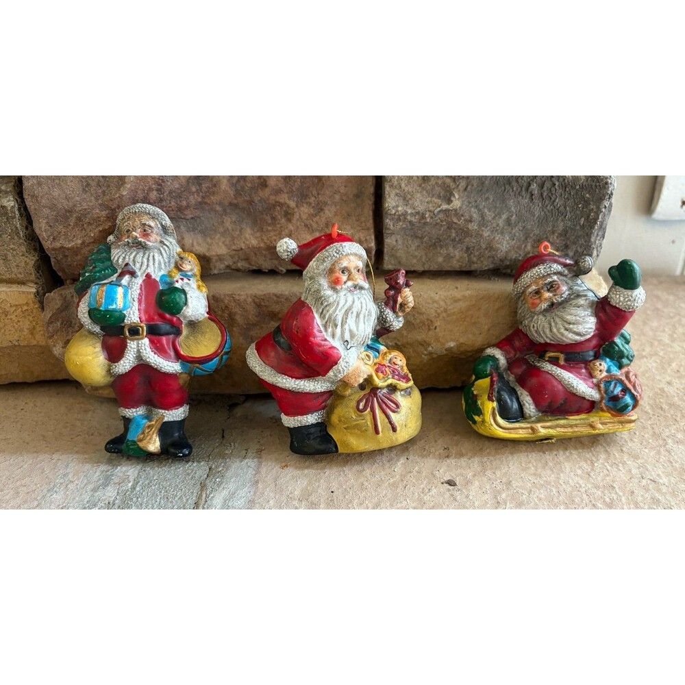 Lot of 3 Old World Santa Christmas Holiday Figurines Ornaments Decorations Decor